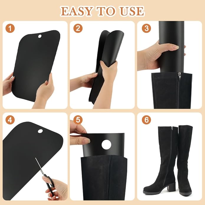 Boot Shaper, 10 Pieces 16 Inch Boot Inserts to Keep Shape & Stand Tall‌, Black Tall Boots Insert Stand Up & Prevent Creases‌