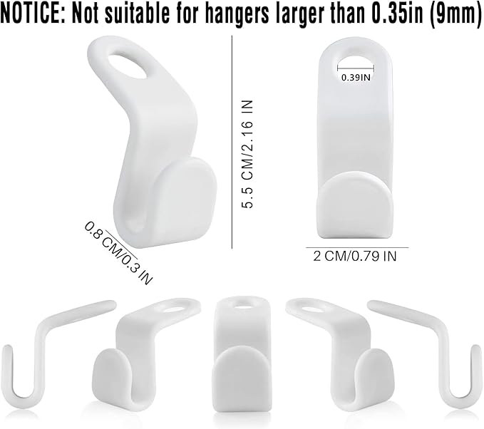 60 Pcs Clothes Hanger Connector Hooks,Plastic Cascading Hanger Hooks Extender Clips,Wardrobe Clothing Hangers Connection Hooks for Organizer Closet Cabinet Space Savers Hangers, White
