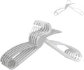 Quick-Release Clothes Hangers for Sweaters & T-Shirts - Neckline Protection, No Stretch, No Shoulder Bumps, Space-Saving Stackable Design [Gray, Pack of 5]