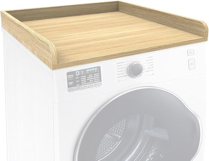 Washer Dryer Countertop Only, 27.5" x 27.5" Laundry Room Countertop for Folding, Washer and Dryer Countertop Single with Non-Slip Pads, Easy Install Washer and Dryer Topper with Edge Rails Light Wood