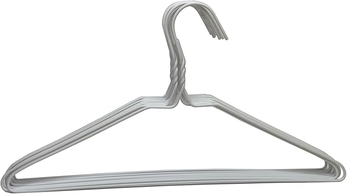 White Plastic Coated Drip Dry Wire Coat Clothes Hangers 16" (40.5Cm) Wide – 10PC