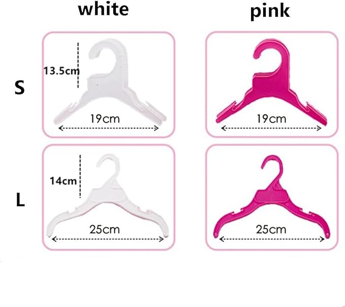 10Pcs Plastic Dog Clothes Hanger Non-Slip Clothing Rack Multi-Sizes Pet Clothes Plastic Pet Product Product Accessories(L,Pink)