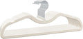 Velvet Short Neck Hangers - Heavy-Duty, Non-Slip Felt Surface, Space-Saving Design with Anti-Slip Grooves & Shoulder Shape, 360° Rotating Hooks, Durable for Coats, Shirt& Dresses (10, Beige A)