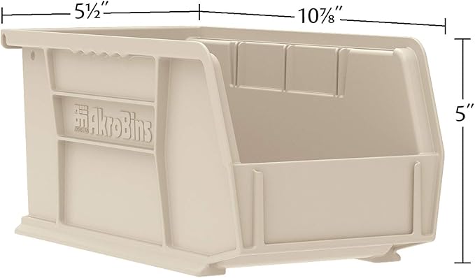 Akro-Mils 30230 AkroBins Plastic Storage Bins, Space-Saving Stackable Bins for Garage, Pantry, Craft Organization, 11" x 5" x 5", Black, 12-Pack