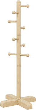 Coat Rack, Freestanding Coat Racks with 8 Hooks 2 Adjustable Height, Tree Coat Rack for Bedroom, Hallway, Entrance, Office, Hats, Handbags,Purse (Nature)