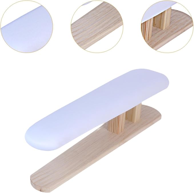 Mini Ironing Board with Wood Base Replacement Cover Ironing Stool Iron Board for Craft Rooms Household Collars Garments Cuffs, White 57cmx13cmx16cm