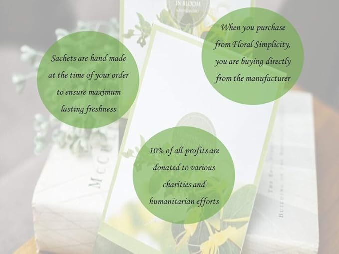 Simplicity Scents Vanilla Scented Sachets Pack of 6, Everyday - Long-Lasting Scented Bags, Home Fragrance, Air Freshener & Deodorizer for Closet, Room, Drawer, or Cars, Made in USA