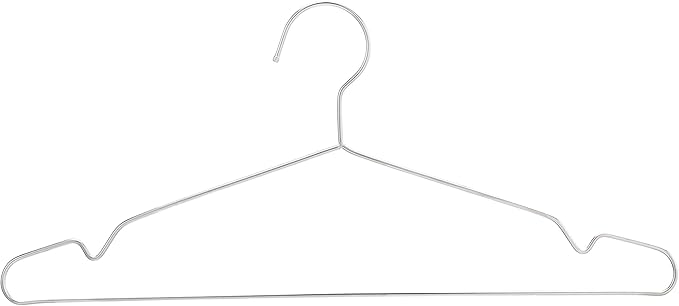 Amazon Basics Stainless Steel Clothes Hangers for Shirts, Suits, Dresses and Jackets, Silver, 50-Pack