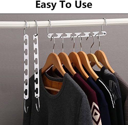 CBTONE 6 Pack Closet Space Saving Hangers, Multi-Purpose Metal Magic Cascading Hangers With Updated Hook Design for Organizing Wardrobe Clothing