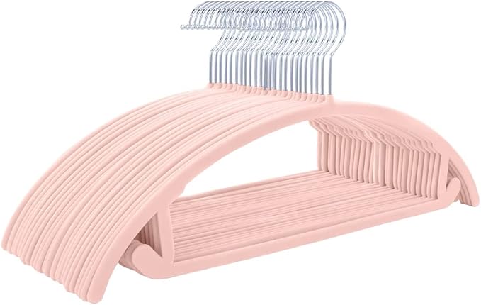 Velvet Hangers Non-Slip Hangers Premium Suit Hangers Ultra Thin Space Saving 360 Degree Swivel Hook Clothes Hangers for Suits,Coats,Jackets,Pants,Dress,Shirts (Pack of 24, Pink)