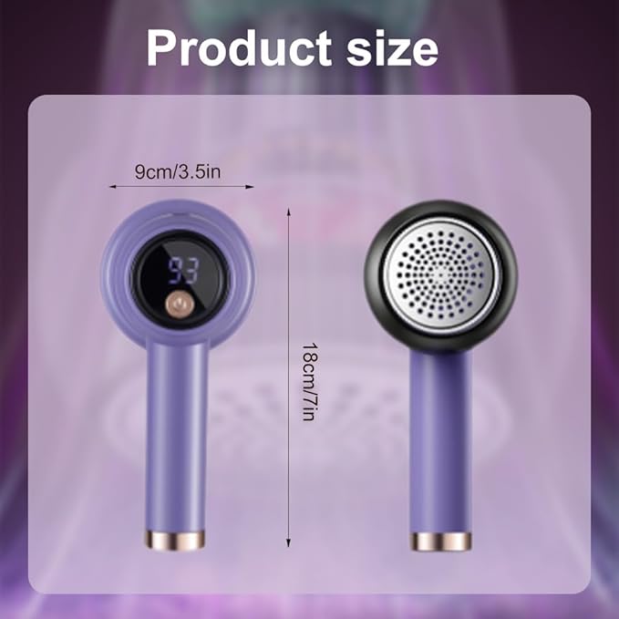 Rechargeable Fabric Shaver Fuzz Remover, Electric Lint Remover Shaver, 3 Modes Lint Remover for Clothes, Digital LED Display to Remove Pilling for Clothes Furniture Couch (Purple)