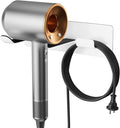 Hair Dryer Holder Wall Mount Compatible 304 Stainless Steel Blow Diffuser Holder Organizer Adhesive for The Bathroom White
