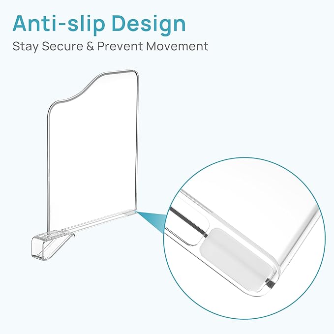 Vtopmart 4 Pack 12in Height Shelf Dividers for Closet Organization, Clear Plastic Closet Shelf Dividers of Upgrade 12in for Maximizing Vertical Space Storage, Organizing Sweater, Jeans, Shirts, Bags