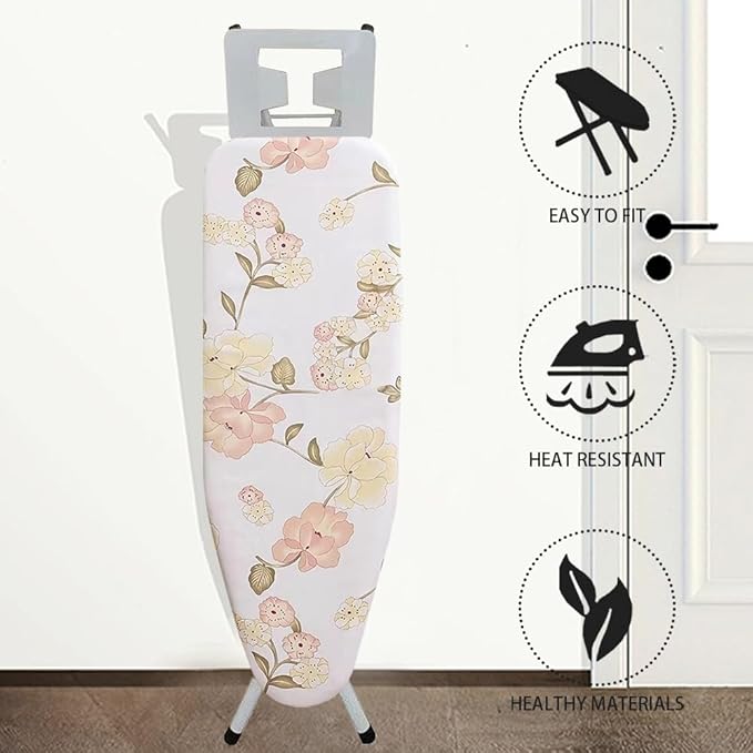 Cotton Ironing Board Cover,35x12in 39x13in 43x13in 47x15in Ironing Board Cover and Pad Standard Size Homes Iron Board Cover Ironing Cover and Pad(Light Yellow,35x12in)