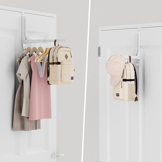 Over The Door Hanger Folding Clothes Drying Rack, Double Fold Hanging Door Hooks Coat Rack with Hooks for Indoor Laundry Room Compact Small Space Foldable Portable Door Hanger Hook Collapsible- 2 Pack