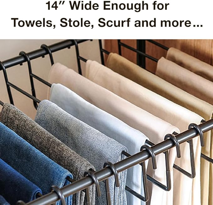 Japard Pants Organizer Rack Trolley with 20 Double Slim Hangers Rolling Trouser Metal Rack Hangers, Space Saving for Closet - 40 Storage Pants Jeans Scarf Silver