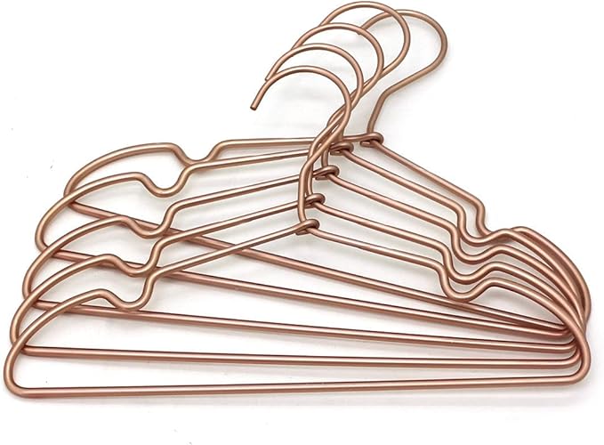 New Born Clothes Hangers Non Slip 12.5“ Rose Gold Copper Wire Children Coat Suit Metal Hanger, 60 Pack Baby Closet Dividers for Nursery Pants Display Organizer for Infant Clothing