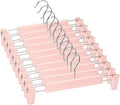 10 Pack Skirt Hangers, PantsHangers with Clips，360 ° Swivel Hooks Space Saving Hangers for Pants, Skirts, Clothes, Jeans，Pink