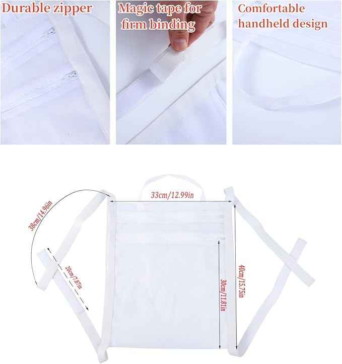 Sneaker Wash & Dry Net Bag for Dryer, Reused Laundry Bag, 15.7x13.8 Inch Large HoneyComber Mesh Bags with Zipper and Strap for Shoes, Clothing (1pcs Double Layer)