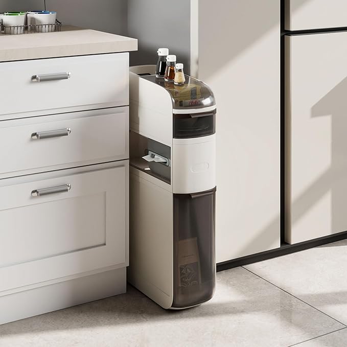 Giantex 4-Tiers Narrow Bathroom Storage Cabinet, Slim Rolling Toilet Paper Organizer w/Drawers, Tissue Box, Movable Plastic Storage Cart for Laundry Living Room Kitchen (17” x 7” x 30”（4 Tiers）)
