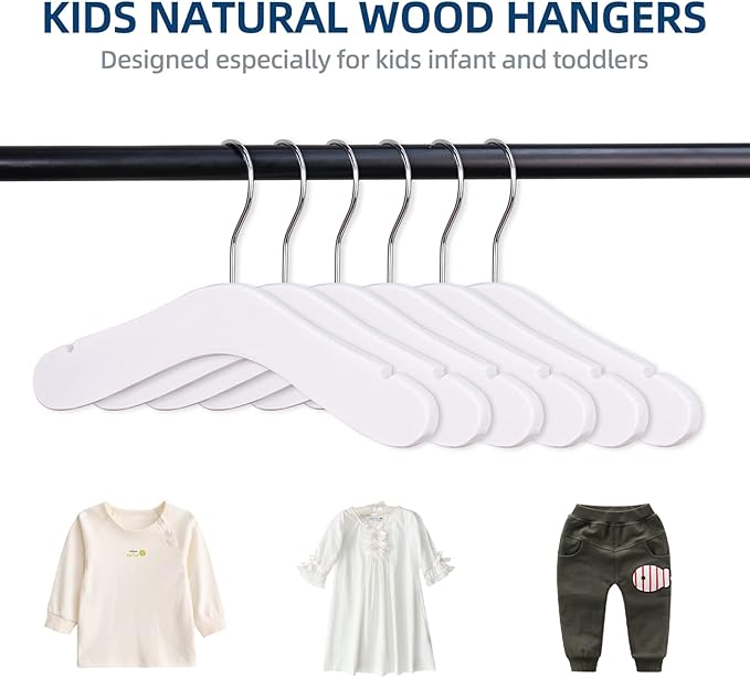10pcs Baby Children's Wooden Hangers Natural Wooden Kids Hanger Coat Clothes Toddler Hangers for Baby Clothes Closet