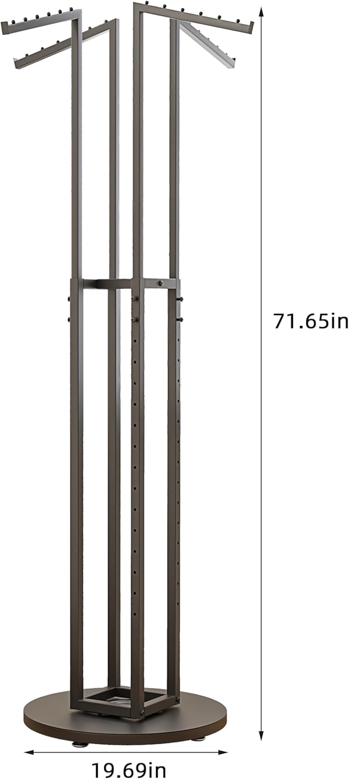 360° Rotating Clothing Rack, Heavy Duty Metal Garment Rack with 4 Adjustable Arms, Freestanding Commercial Grade Clothes Rack for Hanging Clothes, Space Saving Organizer for Bedroom, Retail Store