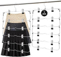 Skirt Pants Hangers with Clips，6Tier Skirt Hangers Space Saving,Metal,Non Slip Closet Organizer and Storage Multi Clothes Shorts Hanger Organization(2, Black)