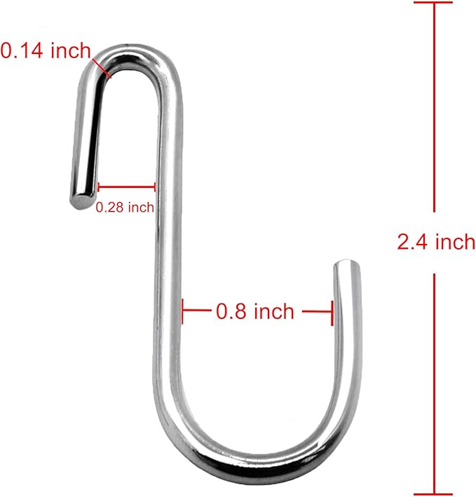 YourGift 24 Pack Heavy Duty S Hooks Silver S Shaped Hooks Hanging Hangers Hooks for Kitchen, Bathroom, Bedroom and Office(24 Pack/Silver/Small+Medium+Large)