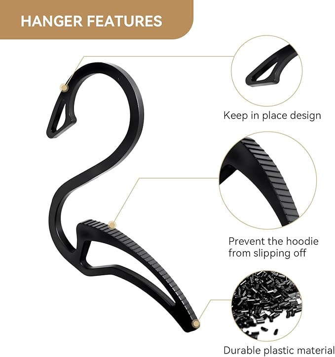 FORHOGAR Hoodie Hanger, 12 Pack Anti-Slip Clothes Hangers, Coat Hangers Organizer Drying Rack, Closet Organization for Hanging Hoodie, Sweatshirt, Jeans, Jacket, Hat, Pans