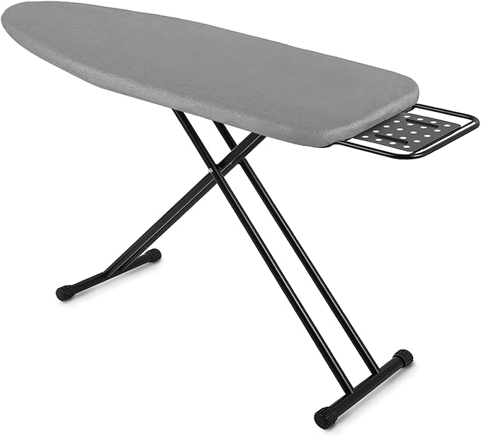 Full Size Ironing Board 47" X 15" with Heat Resistant Cover and Thicken Felt Pad, Safety Iron Rest, Anti-Skid Feet, Height Adjustable, Heavy Duty