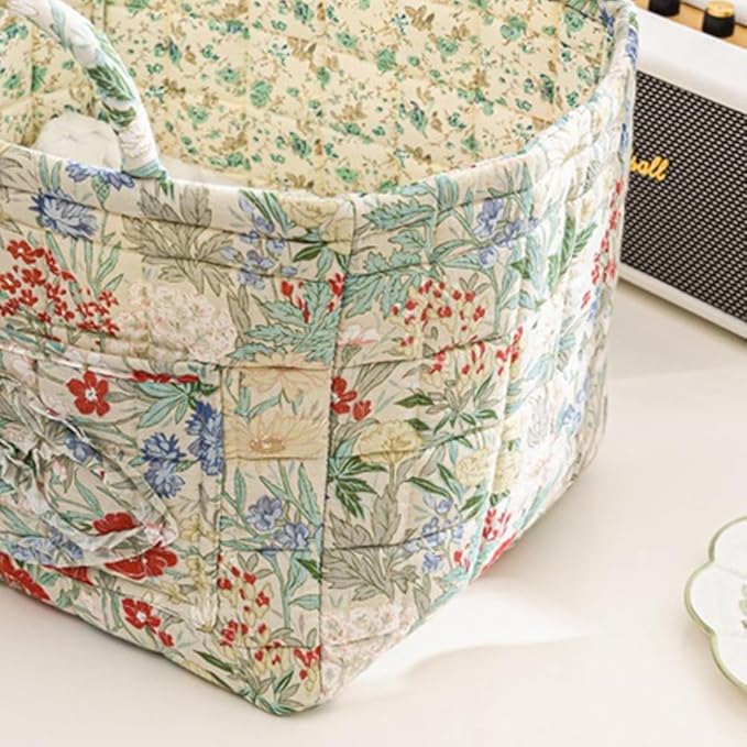 Floral Fabric Storage Basket Car Interior Storage Basket Underwear Sundries Laundry Baskets Supplies Home Organizer Bag (style 10)