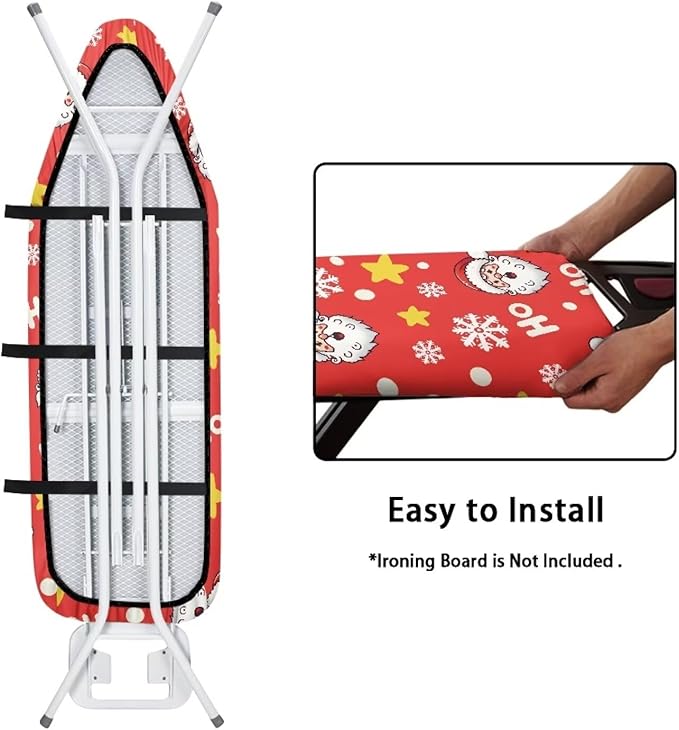 Santa Claus Snowflake Heat Reflective Ironing Board Cover Stain Resistant & Durable Fabric Ironing Covers Fitted 15 x 54 Ironing Boards Halloween Spooky Horror Decoration