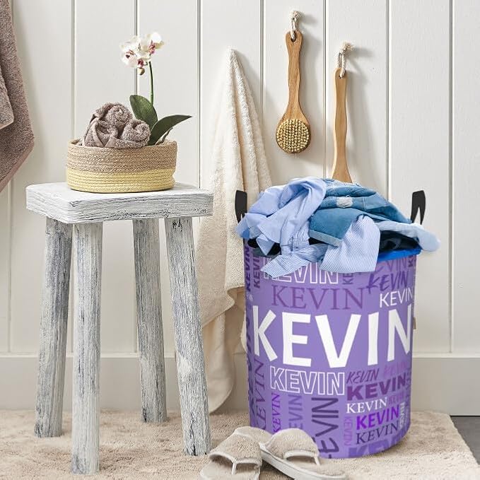 Custom Name Laundry Hamper, Personalized Dirty Clothes Hamper with Name for Bathroom Bedrooms Clothes Storage Organizer, Personalized Gifts for Boys Girls Men Women