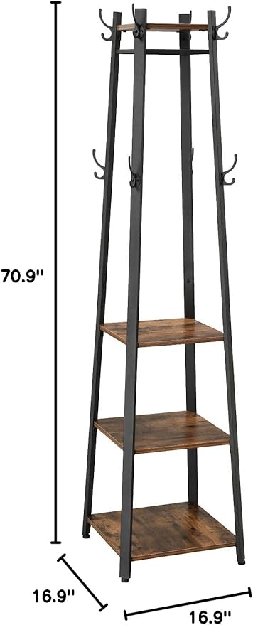 VASAGLE ALINRU Coat Rack with Shelves and VASAGLE 3-Tier Shoe Storage Bench (ULCR80X)