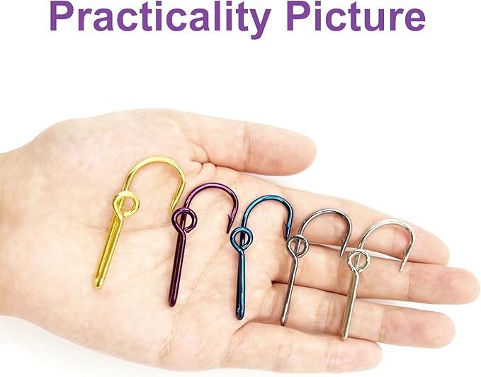5PCS Gold Fish Hook Hats Pins Decal Hooks for Cap Hat Tie Clasp Money Clip