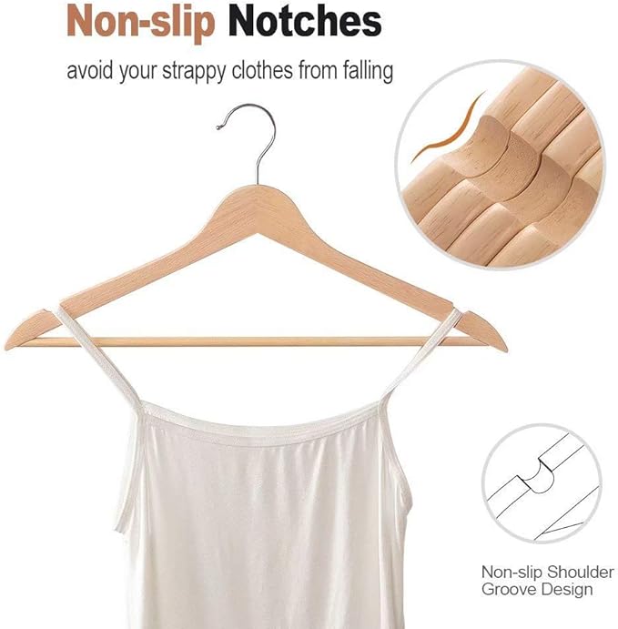 ELONG HOME Plastic Clothes Hangers 20 Pack and Solid Wooden Hangers 20 Packs