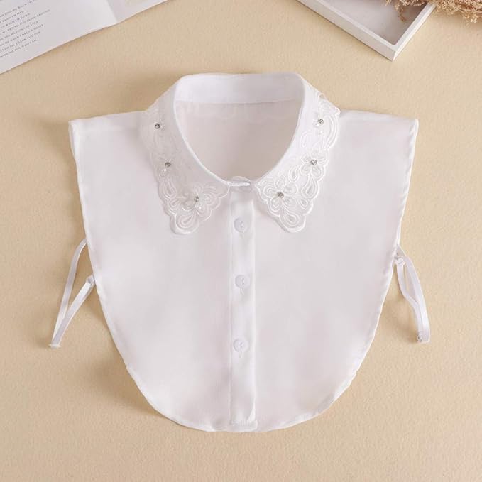 YAKEF Lady Half-Shirt Blouse Detachable Lace Chiffon Fake Collars Dicky Collar Faux Collar