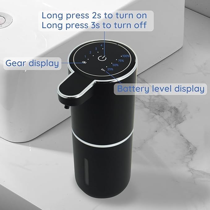 Liquid Soap Dispenser, Automatic Soap Dispenser, 13.5oz/400ml Automatic Soap Dispenser Touchless, USB Rechargeable 4 Level Adjustable Electric Hand Soap Dispenser, for Bathroom, Kitchen,Hotel