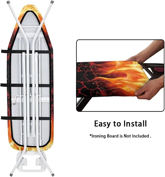 Fire Heat Reflective Iron Pad for Board Top Stain Resistant Stretchable Premium Fabric Non Stick Scorch Standard Size Ironing Board Cover for 15 x 54 Inch Ironing Boards