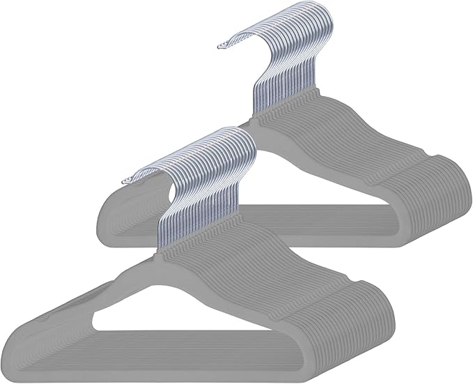 GoodtoU Kids Velvet Hangers 50 Pack, Non Slip Baby Hangers for Closet Children's Clothes Hangers Felt Clothes Hanger for Infant/Toddler (Grey 50Pack)