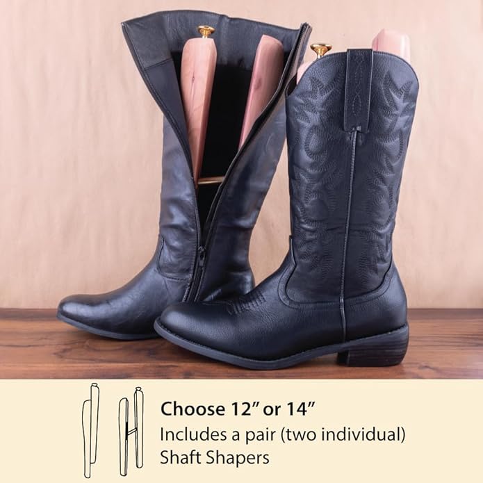 FootFitter Cedar Boot Tree Shaft Shaper, Reduce Creases & Maintain Shape, Unisex Wooden Boot Inserts, USA Aromatic Cedar