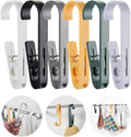 6Pcs Laundry Hooks with Clips Hanger Closet Organizer Clamps Hanging Socks Boot Bras Towels Shower Pegs for Bathroom Wardrobe Kitchen Office Holders Clothes Pins Heavy Duty Outdoor
