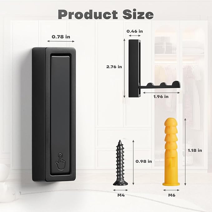 Folding Wall Hooks, 4pcs Foldable Coat Hooks, Heavy Duty Zinc Alloy No Rust Fold Up Hooks for Coat, Towel, Key, Hat, Bag, Jacket, Backpack (Matte Black)