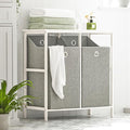 Haotian Laundry Hamper with Shelf, Laundry Basket, Laundry Sorter with 2 Pull-Out and Removable Bags for Laundry Room Bathroom Storing Rack Simple Design, BZR57-W