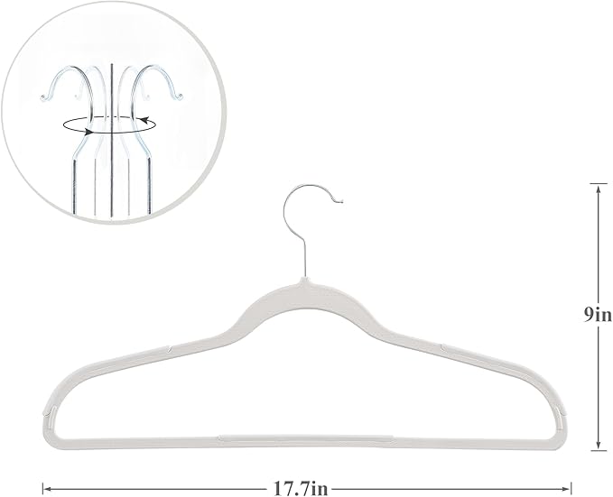 VECELO 25 Pack Clothes Hangers, Non-Slip Plastic Coat Hanger, 360°Swivel Hook & Space Saving for Bedroom Closet, Great for Shirts, Pants, Excellent Heavy Duty
