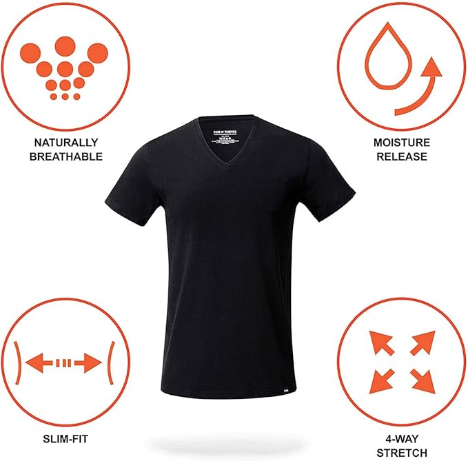 Pair of Thieves Men Super Soft V Neck | T-Shirt for Men | Breathable, Tagless Performance Cotton Blend | All-Day Wear