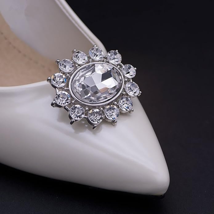 Ruihfas 2Pcs Sparkly Removable Oval Egg Shape Crystal Shoe Clips Accessories for Women Bride Wedding Prom Party Shoes Decoration
