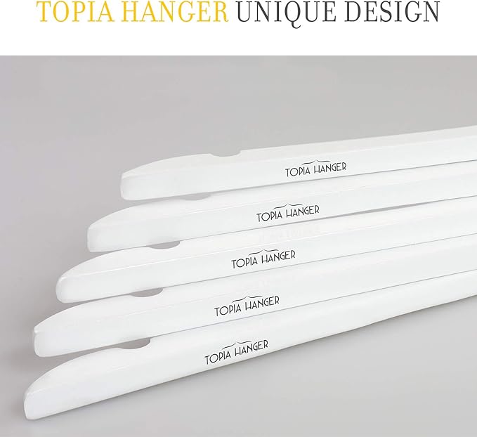 TOPIA HANGER Bride Hanger for Wedding Dress, Premium White Wooden Hangers, 360° Swivel White Hook, Smooth Finish, Extra Smoothly Cut Notches, 10 Pack-CT06W