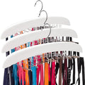 3 Pack Tank Top & Bra Hanger, Tie & Belt Hanger with Natural Wood, 24 Space Saving, 360 Rotating, Foldable Metal Hooks, Closet Organizer and Storage Rack for Tank Tops/Bras/Ties/Belt (White)