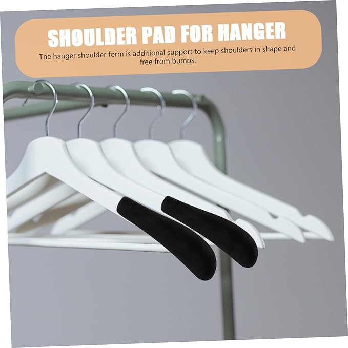 Black Hangers 10 pcs Pads Clothing Hanger Protectors Flocking for Shoulder Hangers Clothes Home Flocked